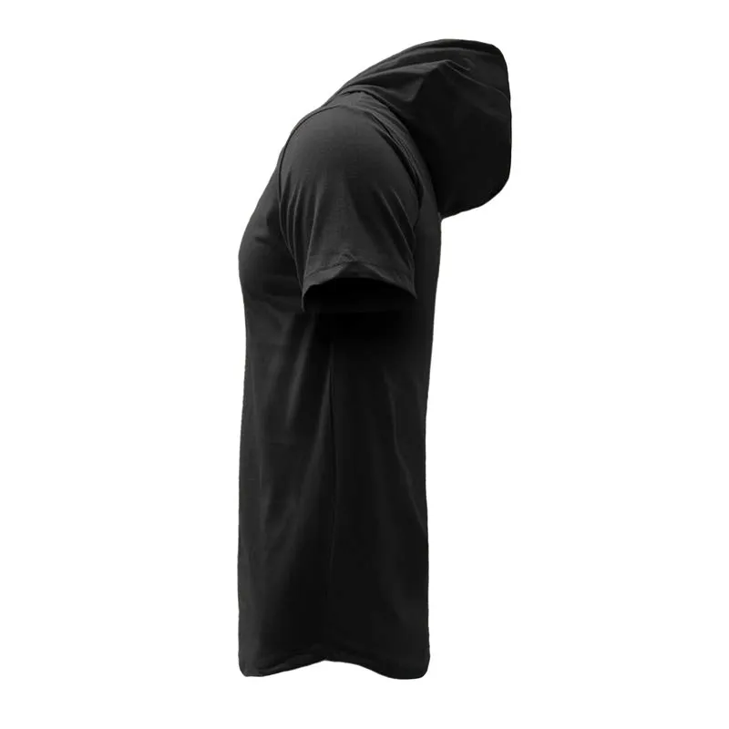 تی شرت کلاه دار مردانه نخی مشکی آستین کوتاه