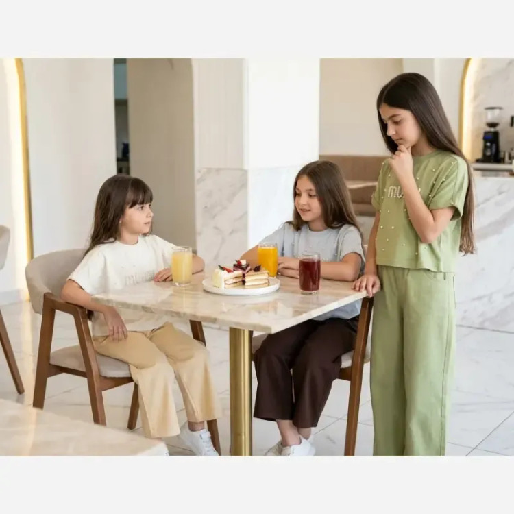 تیشرت دخترانه طرح میو میو مرواریدی جنس پنبه ترک رنگ سبز و طوسی سایز S تا 2XL